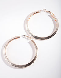 Rose Gold Textured Hoop Earrings - link has visual effect only