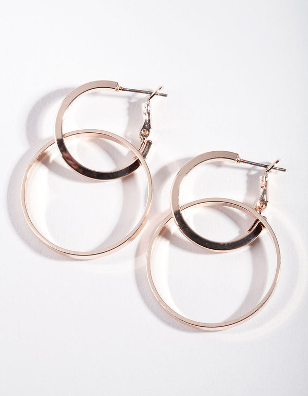 Rose Gold Double Loop Hoop Earrings