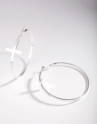 Silver Oversized Cross Hoop Earrings - link has visual effect only