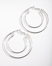 Silver Double Hoop Earrings - link has visual effect only