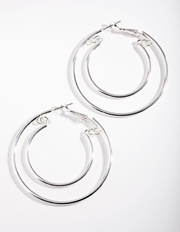 Silver Double Hoop Earrings
