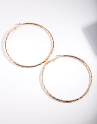 Gold Textured Shiny Hoop Earrings - link has visual effect only