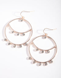 Rose Gold Diamante Circle Drop Earrings - link has visual effect only