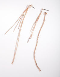 Rose Gold Long Twist Chain Earrings - link has visual effect only