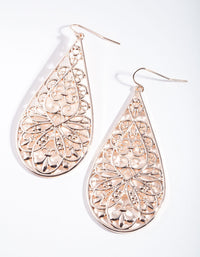 Rose Gold Filigree Teardrop Earrings - link has visual effect only