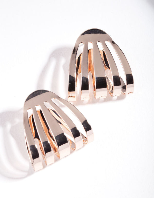 Rose Gold Folded Loop Drop Earrings