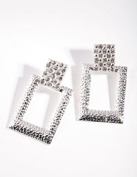 Silver Diamante Rectangle Drop Earrings - link has visual effect only