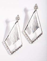 Silver Diamante Geometric Formal Earrings - link has visual effect only