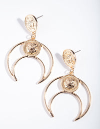Gold Coin Crescent Moon Earrings - link has visual effect only