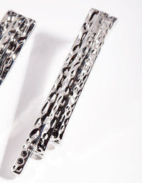 Rhodium Gradual Textured Drop Earrings - link has visual effect only