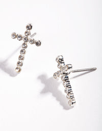 Silver Diamante Cross Stud Earrings - link has visual effect only