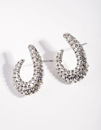 Silver Diamante Half Curve Earrings - link has visual effect only