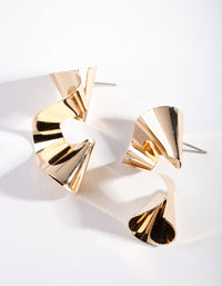 Gold Statement Crinkle Earrings - link has visual effect only