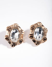 Antique Gold Statement Gem Stud Earrings - link has visual effect only