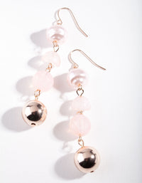 Rose Gold Pink Circle Bead Earrings - link has visual effect only