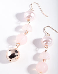 Rose Gold Pink Circle Bead Earrings - link has visual effect only