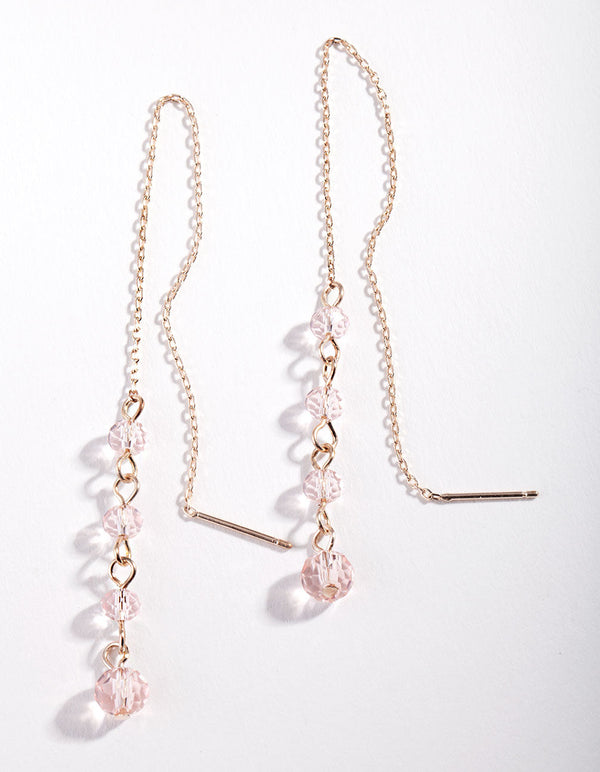 Rose Gold Dainty Thread Through Earrings
