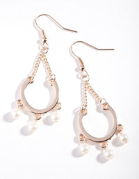 Rose Gold Horseshoe Pearl Drop Earrings - link has visual effect only