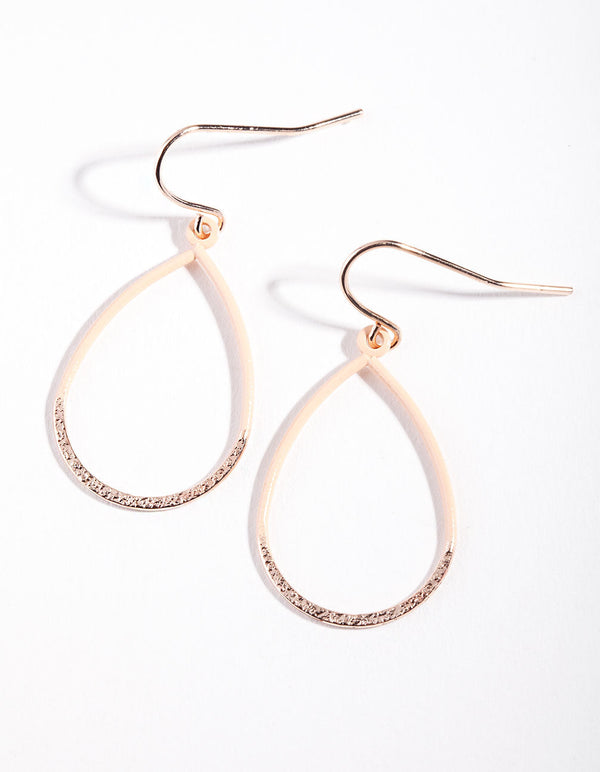 Rose Gold Pink Teardrop Mini Earrings