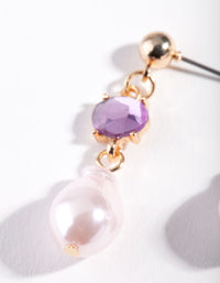 Gold Purple Royal Mini Pearl Earrings - link has visual effect only
