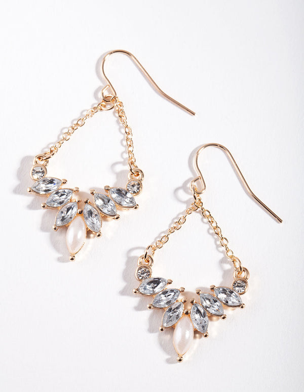 Gold Mini Gem Chain Earrings