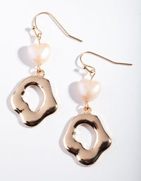 Gold Scrambled Heart Drop Earrings - link has visual effect only