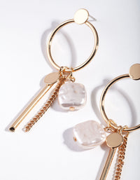 Gold Pearl Tassel Drop Earrings - link has visual effect only
