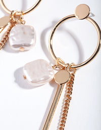 Gold Pearl Tassel Drop Earrings - link has visual effect only