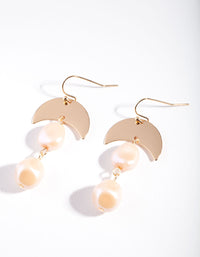 Gold Pink Moon Pearl Earrings - link has visual effect only