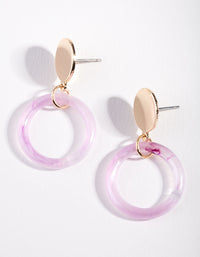 Gold Purple Loop Drop Earrings - link has visual effect only