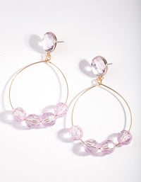 Gold Half Purple Bead Drop Earrings - link has visual effect only