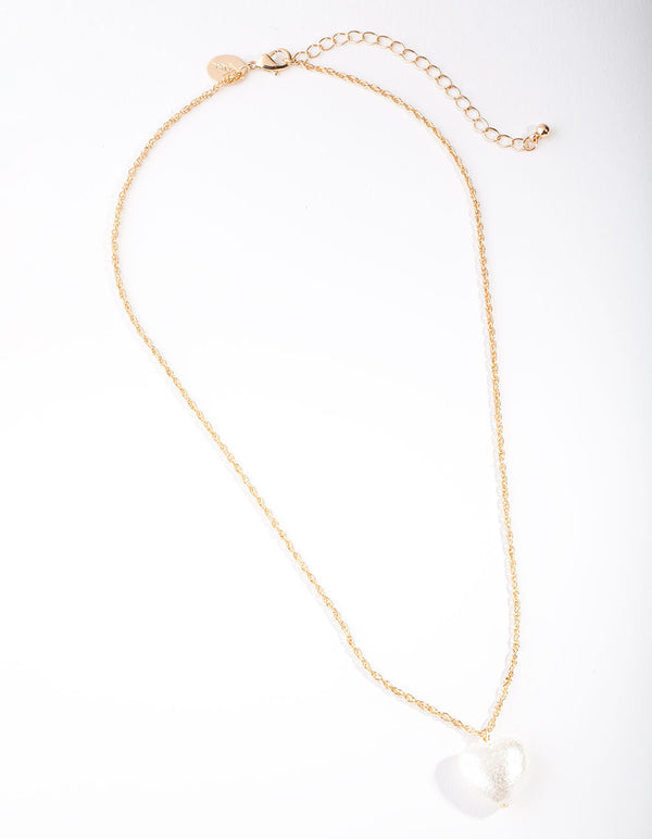 Gold Pearl Heart Necklace