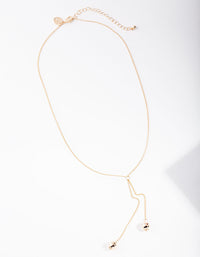 Gold Drop Bead Y Necklace - link has visual effect only