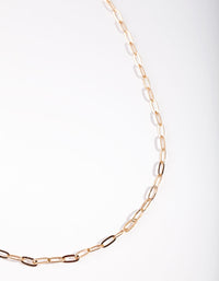 Gold Fine Chain Link Necklace - link has visual effect only