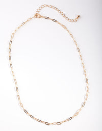 Gold Fine Chain Link Necklace - link has visual effect only