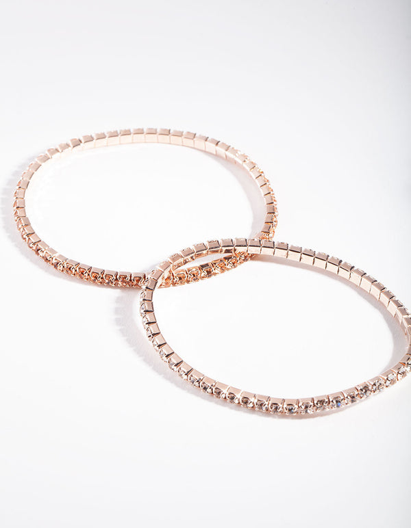 Rose Gold Crystal Diamante Bracelet Set