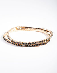 Gold Green Diamante Bracelet 2 Pack - link has visual effect only