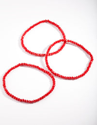 Red Faceted Bead Bracelet Set - link has visual effect only