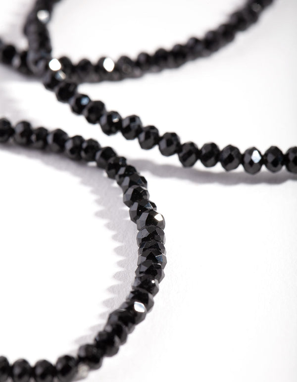 Black Faceted Bead Bracelet Set