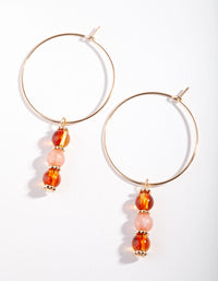 Gold Orange Linear Bead Earrings - link has visual effect only
