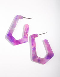 Purple Pink Acrylic Geometric Hoop Earrings - link has visual effect only