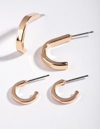 Gold Smooth Hoop Earring 2 Pack - link has visual effect only