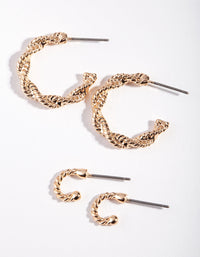 Gold Small Twist Hoop Earring 2 Pack - link has visual effect only