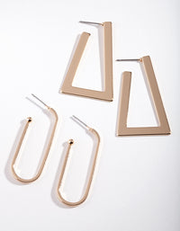 Gold Trapeze Hoop Earring 2 Pack - link has visual effect only