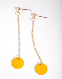 Gold Orange Mini Disc Charm Earrings - link has visual effect only