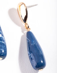 Gold Blue Acrylic Teardrop Earrings - link has visual effect only