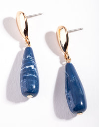 Gold Blue Acrylic Teardrop Earrings - link has visual effect only