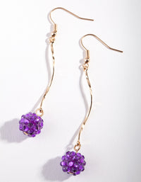 Gold Diamante Purple Diamante Bead Earrings - link has visual effect only