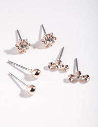 Rose Gold Cosmo Stud Earring 3 Pack - link has visual effect only