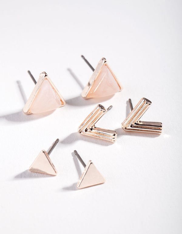Rose Gold Triangle Earring 3 Pack